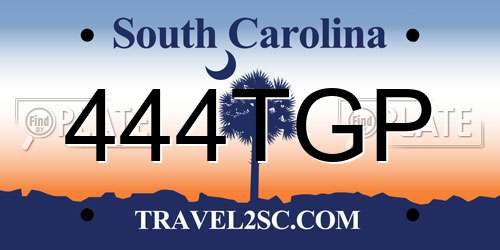 444TGP South Carolina License Plate