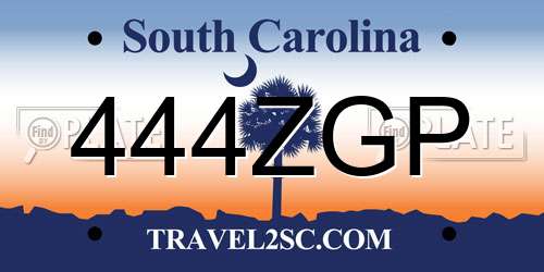 444ZGP South Carolina License Plate