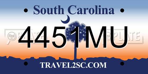 4451MU South Carolina License Plate