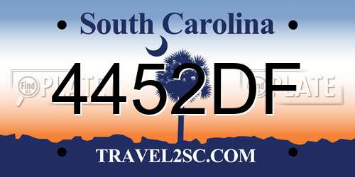 4452DF South Carolina License Plate