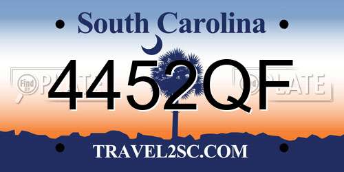 4452QF South Carolina License Plate