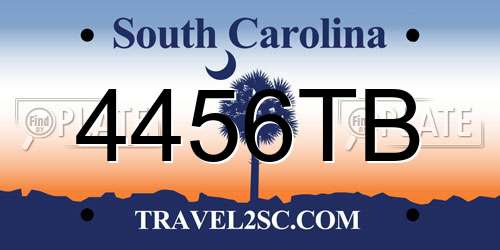 4456TB South Carolina License Plate