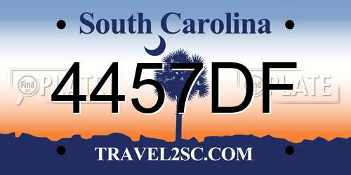4457DF South Carolina License Plate