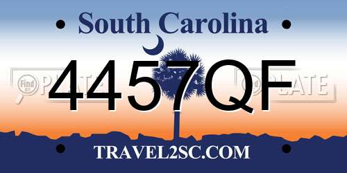 4457QF South Carolina License Plate