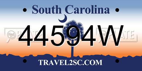 44594W South Carolina License Plate