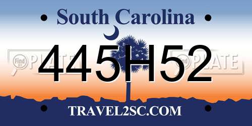 445H52 South Carolina License Plate