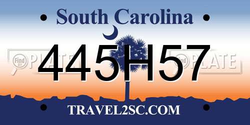 445H57 South Carolina License Plate
