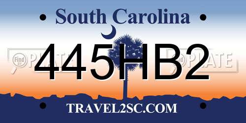 445HB2 South Carolina License Plate