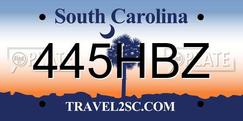 445HBZ South Carolina License Plate