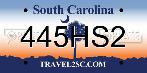445HS2 South Carolina License Plate