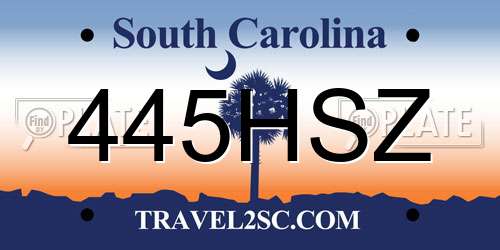 445HSZ South Carolina License Plate