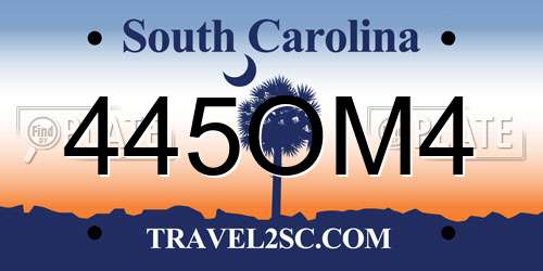 445OM4 South Carolina License Plate