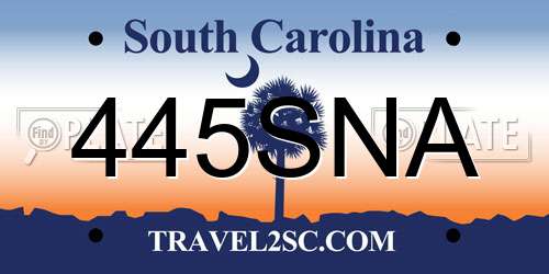 445SNA South Carolina License Plate