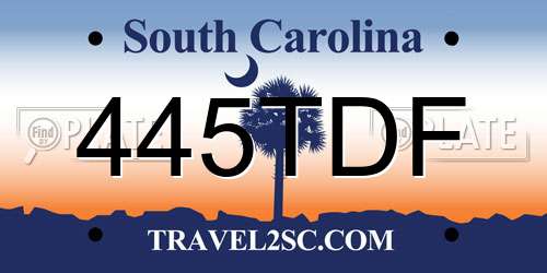 445TDF South Carolina License Plate