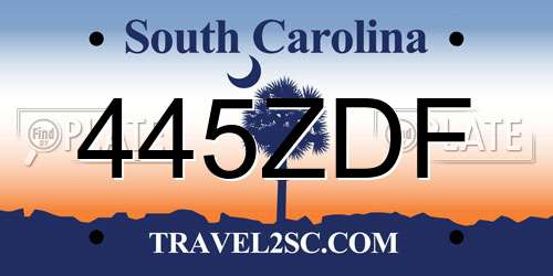 445ZDF South Carolina License Plate