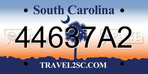 44637A2 South Carolina License Plate