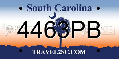 4463PB South Carolina License Plate