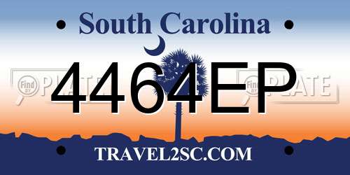4464EP South Carolina License Plate