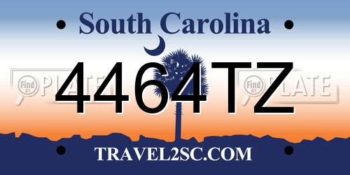 4464TZ South Carolina License Plate