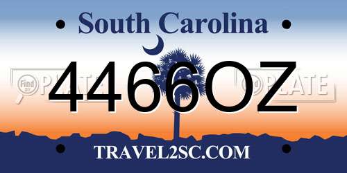4466OZ South Carolina License Plate