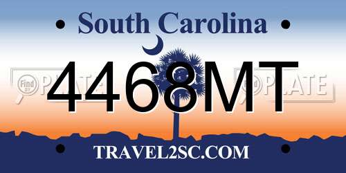 4468MT South Carolina License Plate