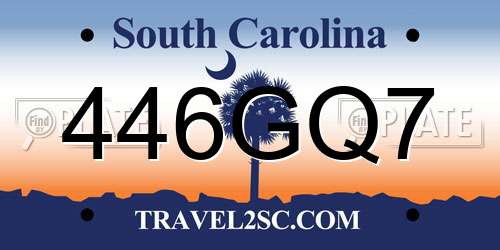 446GQ7 South Carolina License Plate