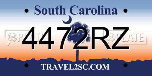 4472RZ South Carolina License Plate