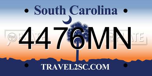 4476MN South Carolina License Plate