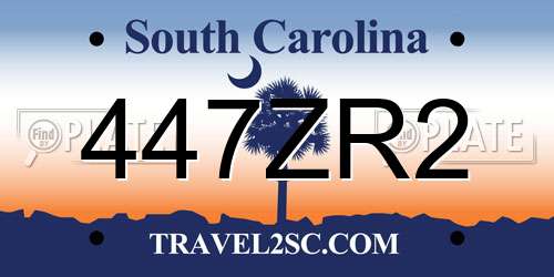 447ZR2 South Carolina License Plate