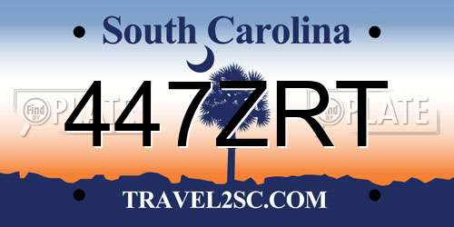 447ZRT South Carolina License Plate