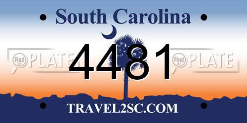 4481 South Carolina License Plate