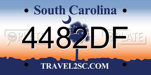 4482DF South Carolina License Plate