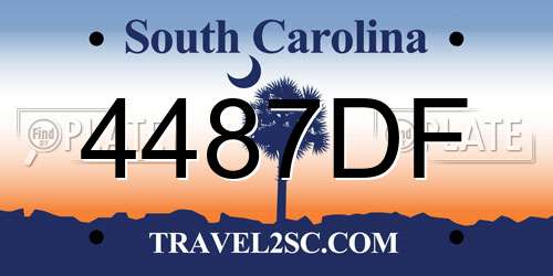 4487DF South Carolina License Plate