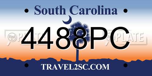 4488PC South Carolina License Plate