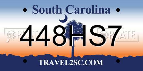 448HS7 South Carolina License Plate
