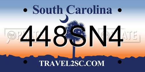 448SN4 South Carolina License Plate