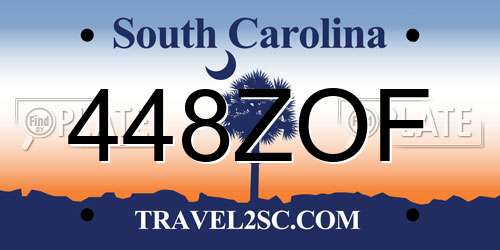 448ZOF South Carolina License Plate