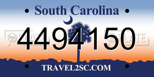 4494150 South Carolina License Plate