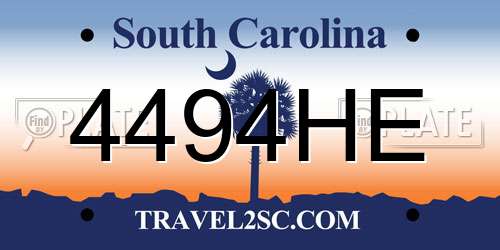 4494HE South Carolina License Plate