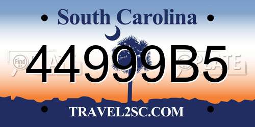 44999B5 South Carolina License Plate
