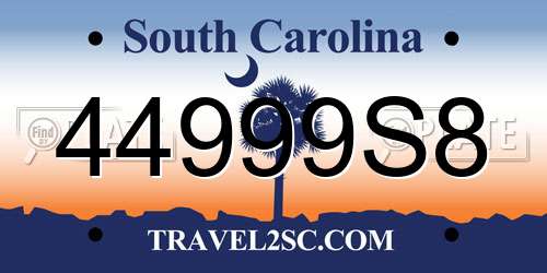 44999S8 South Carolina License Plate
