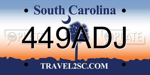 449ADJ South Carolina License Plate