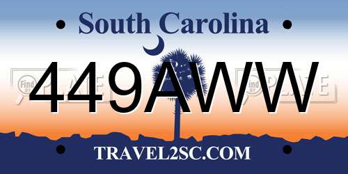 449AWW South Carolina License Plate