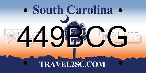 449BCG South Carolina License Plate