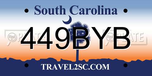 449BYB South Carolina License Plate