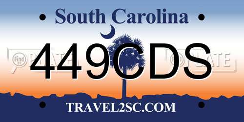 449CDS South Carolina License Plate