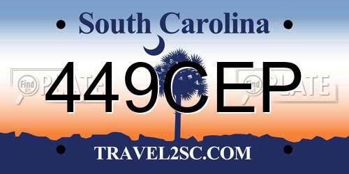 449CEP South Carolina License Plate