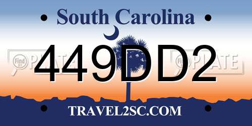 449DD2 South Carolina License Plate