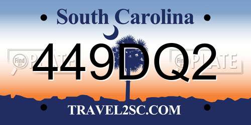 449DQ2 South Carolina License Plate