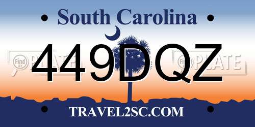 449DQZ South Carolina License Plate